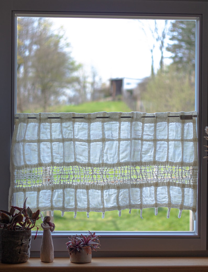 Window curtain made of linen and wool in individual sizes and lovingly handcrafted image 1