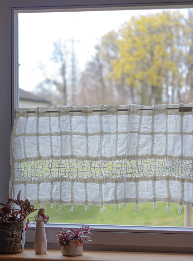 Window curtain made of linen and wool in individual sizes and lovingly handcrafted image 4