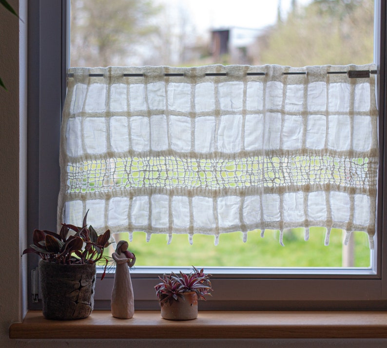 Window curtain made of linen and wool in individual sizes and lovingly handcrafted image 2