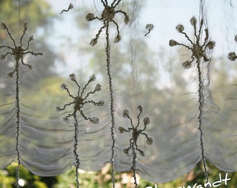 Panel curtain made of fine silk fabric with dandelions handcrafted to your desired size