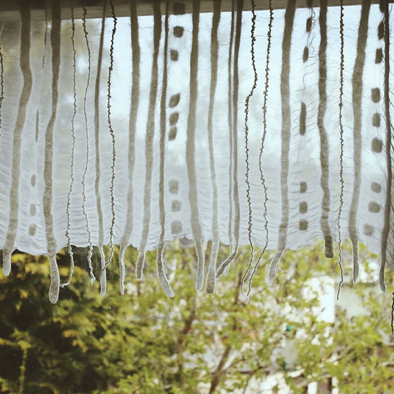 Panel curtain made of delicate silk and fine wool, hand-felted according to your wishes with great attention to detail image 1