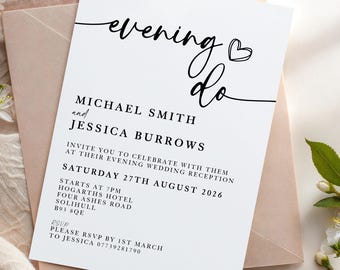 Evening Reception Invitation: Modern Wedding Party Invite