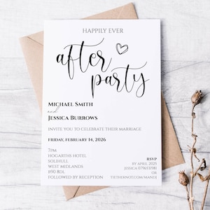 Happily Ever After Party Invitation: Modern Wedding Reception Bild 1