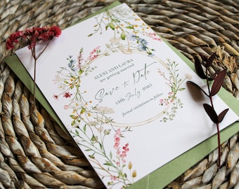 Floral Save the Dates Cards With Envelopes - Save the Date Wedding Announcement