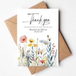 Floral Watercolor Wedding Thank You Cards – A6 Cardstock