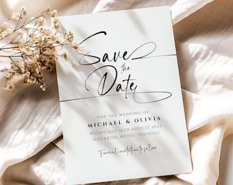 Minimalist Save the Date Cards: Diamond Cut Wedding Announcement