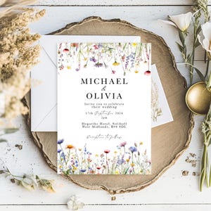 Wedding Invitations, Wild Flower Wedding or Evening Reception Invites