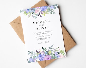 Invitaciones de boda con acuarela de flores silvestres, diseño floral
