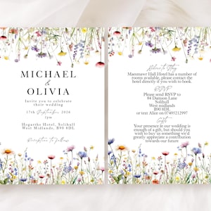 Floral Watercolor Wedding Invitation Set: Wildflower Design image 1