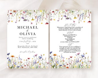 Floral Watercolor Wedding Invitation Set: Wildflower Design