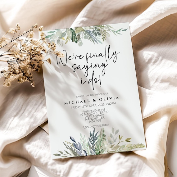 Floral Wedding Invitations: Diamond White Card Stock
