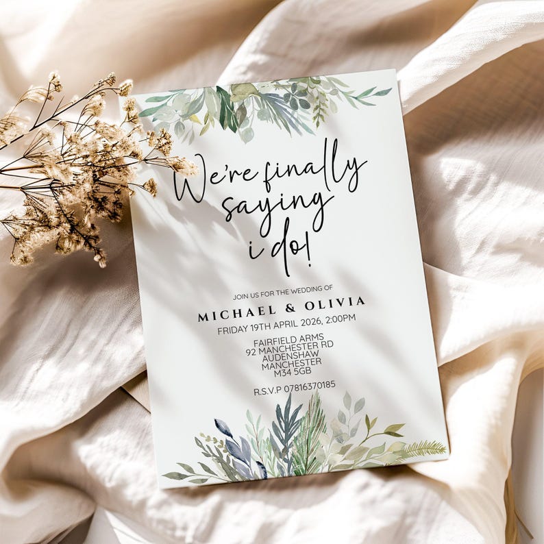 Floral Wedding Invitations: Diamond White Card Stock image 1