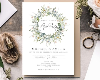 Happily Ever After Party Invitation: Floral Wedding Reception Invite