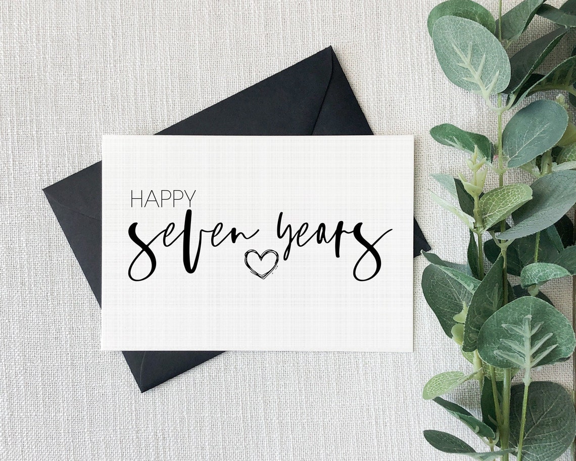 7th Anniversary Card For Him Or Her Happy Seven Years Etsy