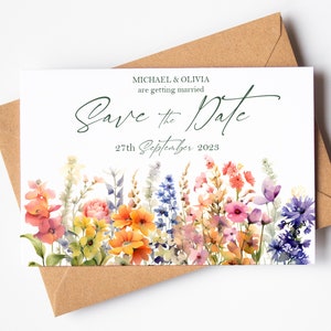 Save the Dates Cards With Envelopes - Floral Save the Date Wedding Announcement Cards