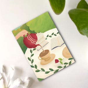 Tea time Postkarte Garten Kaffeetisch Kaffeekränzchen Postkarte A6 Karte Tee