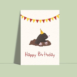 Maulwurf Geburtstagskarte Happy Birthday Maulwurf Postkarte zum Geburtstag Lustige Postkarte A6 Karte