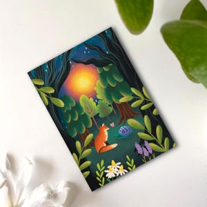 Postkarte Fuchs & Schildkröte A6 Karte Kinder Postkarte süße Postkarte Geburtstagsgeschenk Fuchs Karte Schildkröte