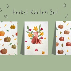 Herbst Karten Set 3 Stück Kürbis Postkarte Fuchs Postkarte Herbst A6 Einfach so Karte Herbst Deko