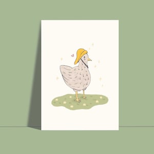 Huhn mit Regenhut Postkarte Huhn Osterkarte Lustige Postkarte A6 Bauernhof Einfach so Karte Ostern Grußkarte