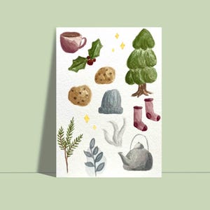 Weihnachten Postkarte Aquarell Weihnachten Karte schöne Postkarte A6 Karte Weihnachtsgeschenk Hygge