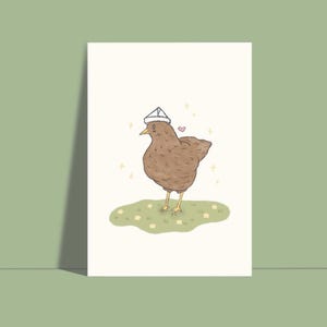 Huhn mit Papierhut Postkarte Huhn Osterkarte Lustige Postkarte A6 Bauernhof Einfach so Karte Ostern Grußkarte