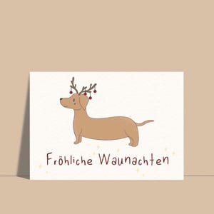 Dackel Weihnachts Postkarte Weihnachten Hund Karte Lustige Postkarte A6 Karte Weihnachtsgeschenk Dackel Geweih