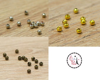 100 petites perles rondes intercalaires 4mm, argenté/doré/bronze