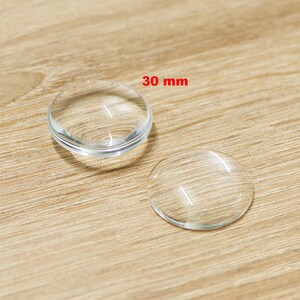 Lot de cabochons en verre dôme ronde au choix 8/10/12/14/16/18/20/25/30/35 mm, transparent 30 mm (4pcs)