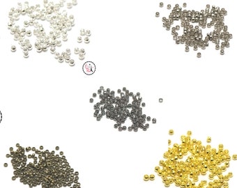5g environ 430 perles à écraser 2 mm, argenté clair/argenté/doré/bronze/gun-métal