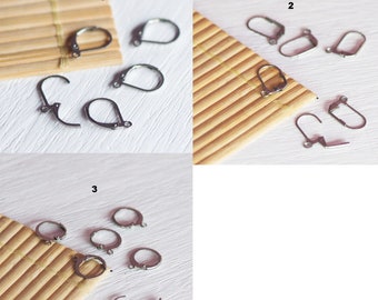 Acier inox :10 crochets dormeuses pour boucle d'oreille en acier inoxydable, 3 modèles au choix