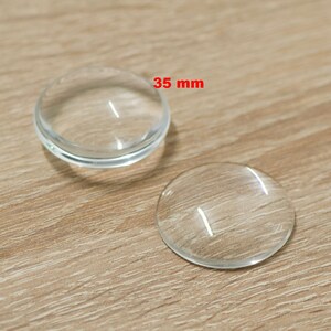 Lot de cabochons en verre dôme ronde au choix 8/10/12/14/16/18/20/25/30/35 mm, transparent 35 mm (4pcs)