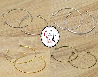 4x supports bracelet "jonc crochet", argenté/argenté clair/doré/bronze