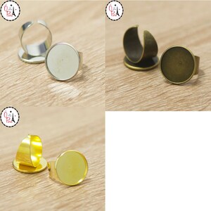 4x ring cabochon supports "wide rings" round 20 mm, silver/bronze/gold