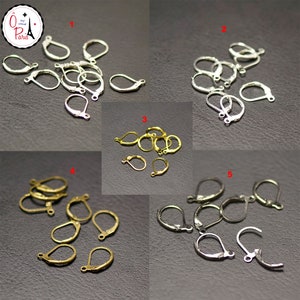 20 crochets dormeuse ovale pour boucle d'oreille, argenté/argenté clair/doré/bronze/gun-métal image 1