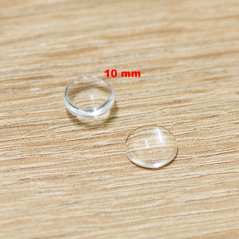 Lot de cabochons en verre dôme ronde au choix 8/10/12/14/16/18/20/25/30/35 mm, transparent 10 mm (20pcs)