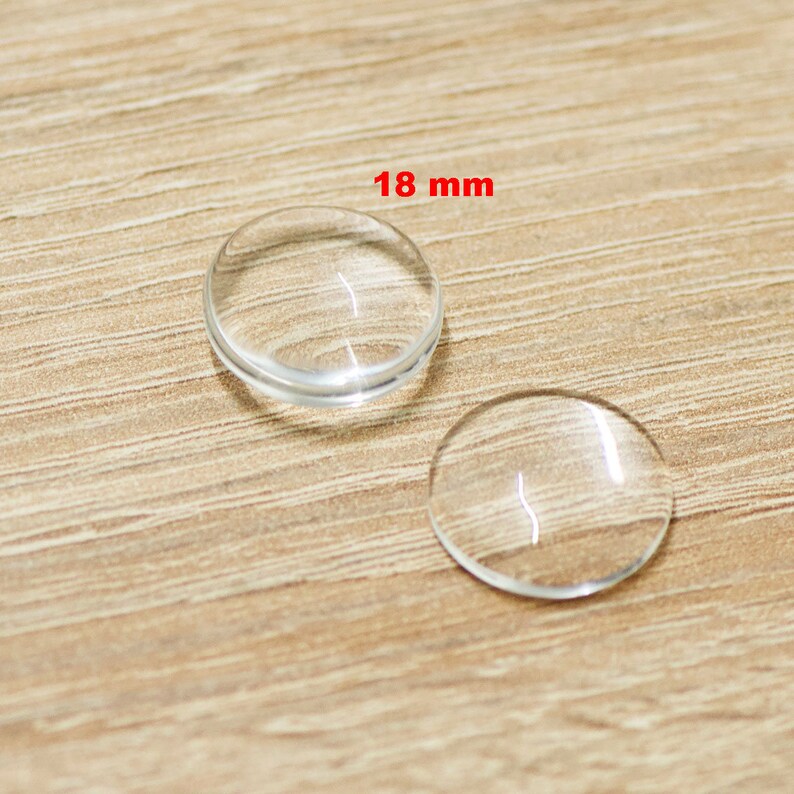 Lot de cabochons en verre dôme ronde au choix 8/10/12/14/16/18/20/25/30/35 mm, transparent 18 mm (10pcs)