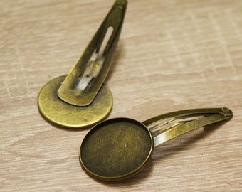 4x barrettes à cheveux support cabochon 30 mm, bronze