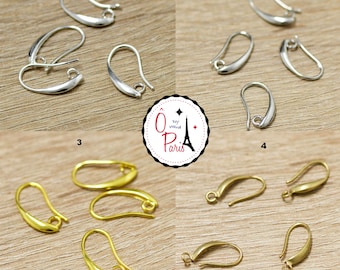 10 crochets pour boucle d'oreille "courbe", argenté clair/argenté/doré/bronze