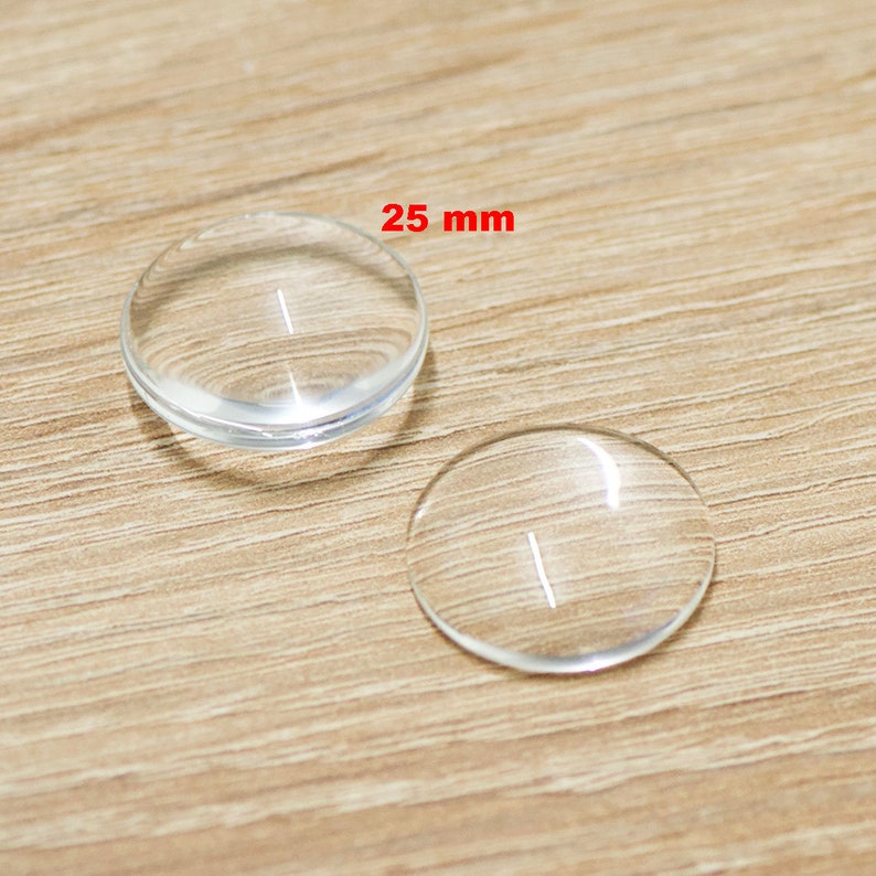 Lot de cabochons en verre dôme ronde au choix 8/10/12/14/16/18/20/25/30/35 mm, transparent 25 mm (4pcs)