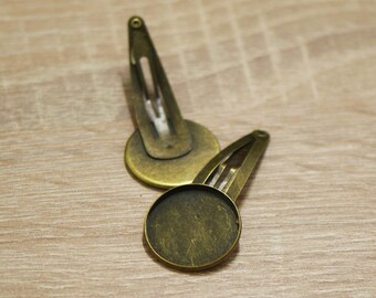 4 x medium 25 mm cabochon Bobby pins, bronze
