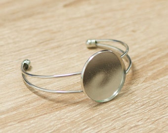 1 bracelet supports cabochon ronde 30 mm, argenté