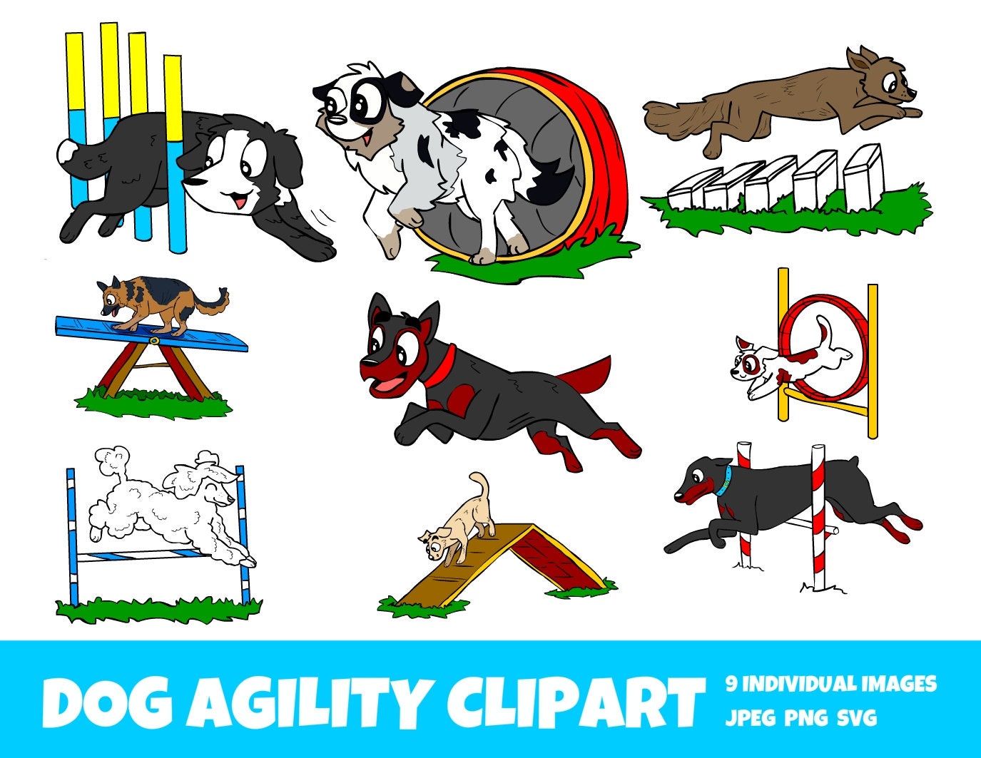 Dog Agility Clip Art Commercial Use OK Dog Sports Jumps Weave Etsy