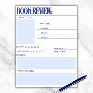 Canva Book Review Template, Digital Reading Journal, Simple Book Club ...