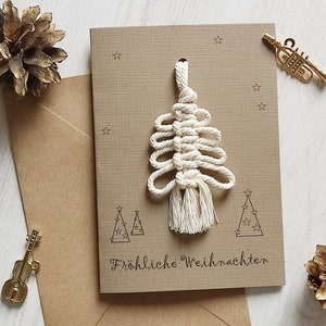 Weihnachtskarte Makramee Tannenbaum Anhänger/ Kraftpapier Klappkarte Makrameebaum/ Weihnachtsanhänger/ Weihnachtsbaumschmuck/ Weihnachtsbaum