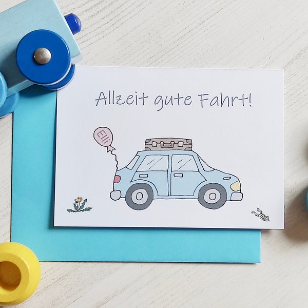 Personalisierte Glückwunschkarte Auto Führerschein Fahrerlaubnis/ Karte Name Gratulation bestandene Fahrprüfung/ gute Reise/ 18. Geburtstag