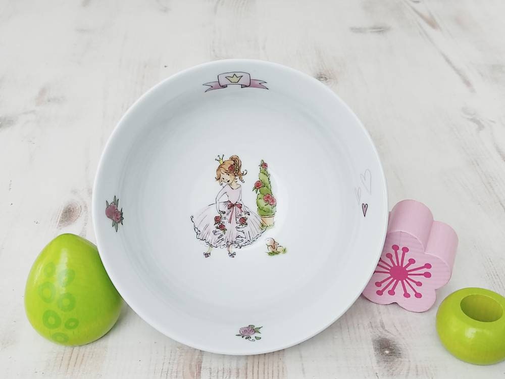Vajilla infantil de porcelana con nombre Princesa con castillo conejito  globos rosas mesa de desayuno personalizable como regalo para niñas -   México