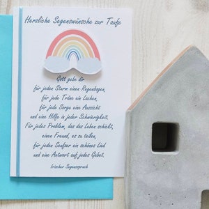 Patenbrief Glückwunschkarte Taufe Regenbogen Spruch/ besondere 3D Karte blau/ Taufkarte Pate Patenkind Mädchen Junge/ Irischer Segensspruch