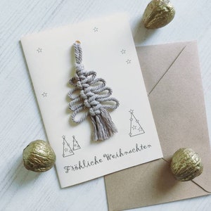 Weihnachtskarte Makramee Tannenbaum Anhänger/ Kraftpapier Klappkarte Makrameebaum/ Weihnachtsanhänger/ Weihnachtsbaumschmuck/ Weihnachtsbaum