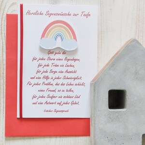 Patenbrief Glückwunschkarte Taufe Regenbogen Spruch/ besondere 3D Karte rot/ Taufkarte Pate Patenkind Mädchen Junge/ Irischer Segensspruch